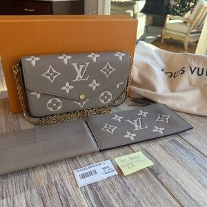 Louis Vuitton Gray Crossbody Bag with Chain